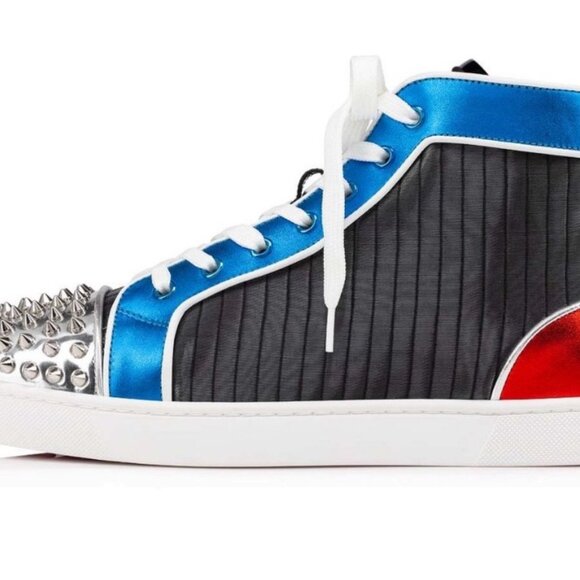 Men’s Christian Louboutin LOU SPIKES ORLATO FLAT Hi High Top Sneakers Shoes 41.5 - Picture 3 of 16
